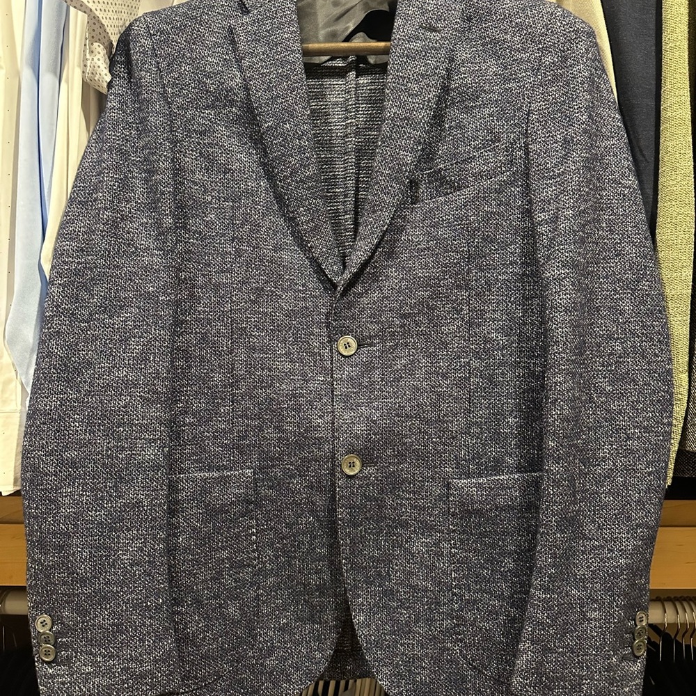 Men's Dark Blue Textured Blazer